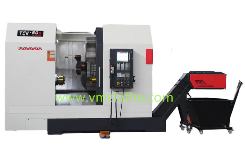 Slant bed CNC lathe turning center TCK50S with dual spindle live turret and Y axis made in China